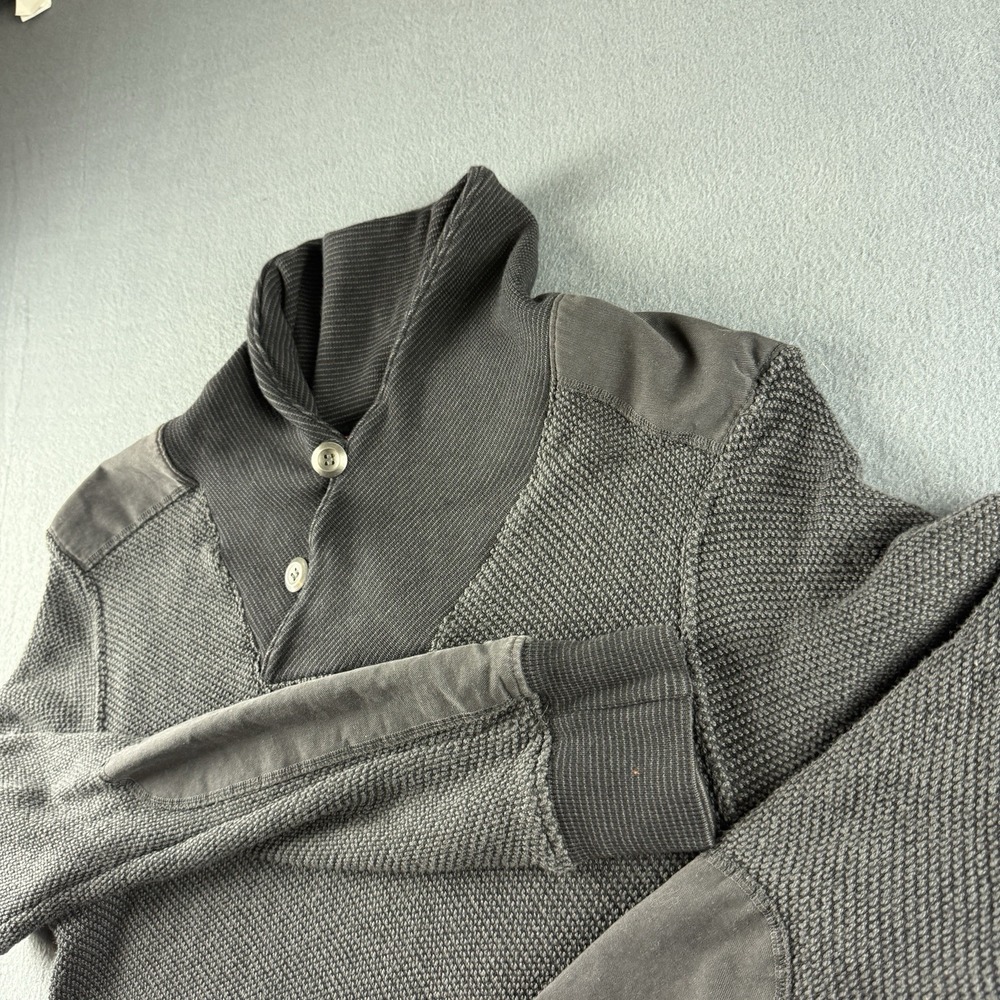 Iron And Resin Sweater Men's S Black Pullover Shawl Collar USA Patches Huckberry